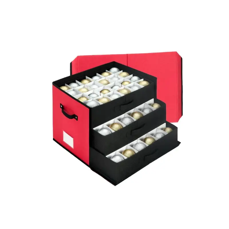 Ornament and Light Storage Boxes - XMASSTORAGE adjustable compartment ornament organizers