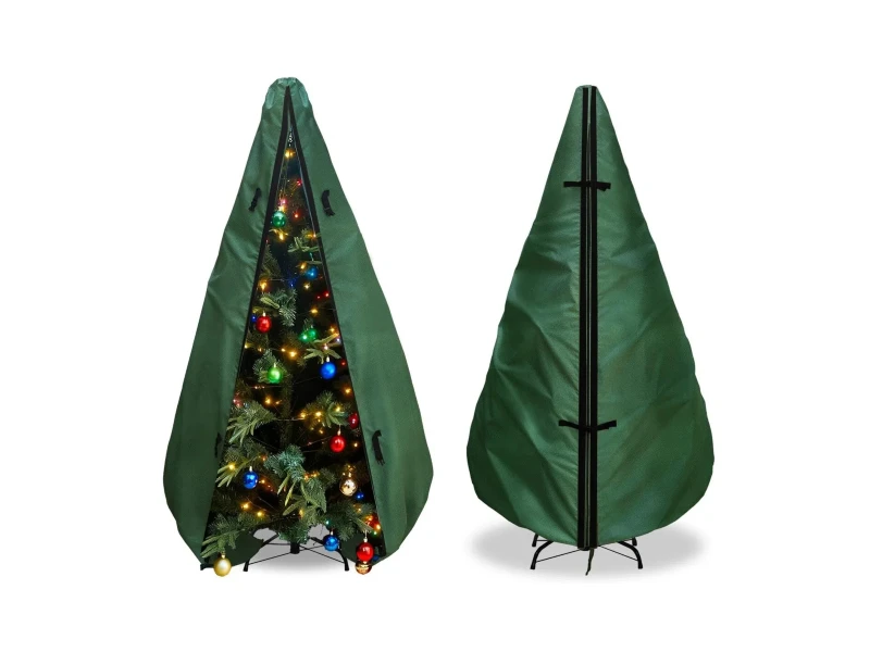 7.5ft green upright Christmas tree cover, waterproof 600D oxford with support rods