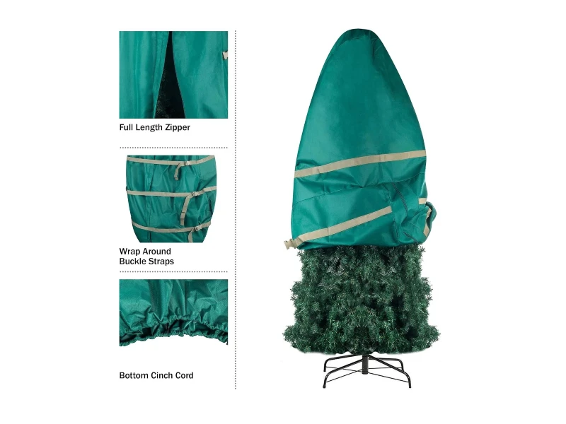 7.5ft green upright tree cover, 600D oxford with full zipper and straps