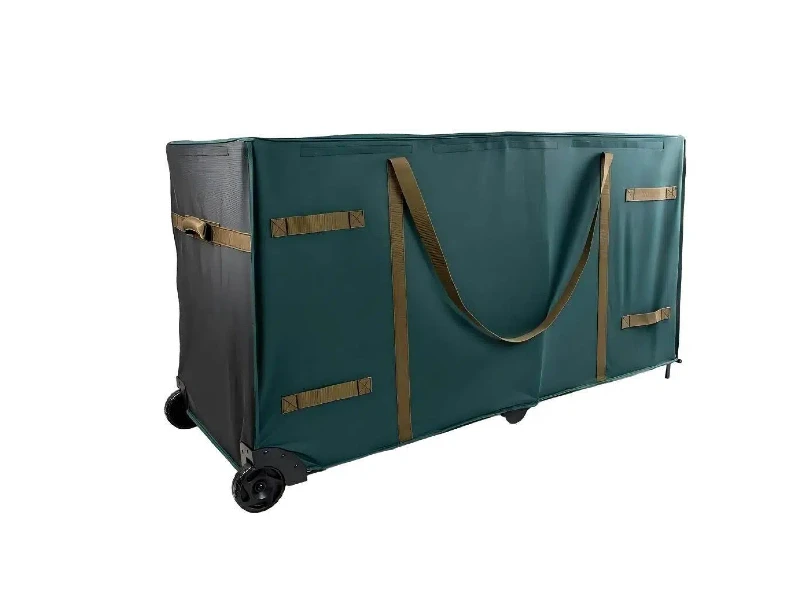 15ft green rolling Christmas tree container with steel frame and separate net storage