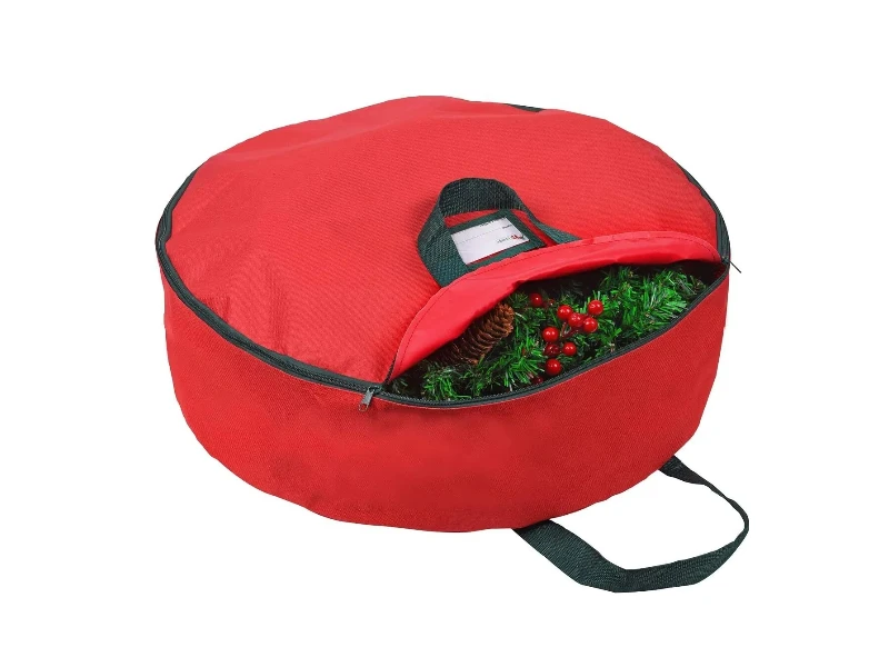 Heavy Duty 36 Inch Christmas Wreath Storage Bag 600D Waterproof Oxford Fabric Dual Zipper Reinforced Carry Handles Dustproof Seasonal Holiday Decor Storage Container