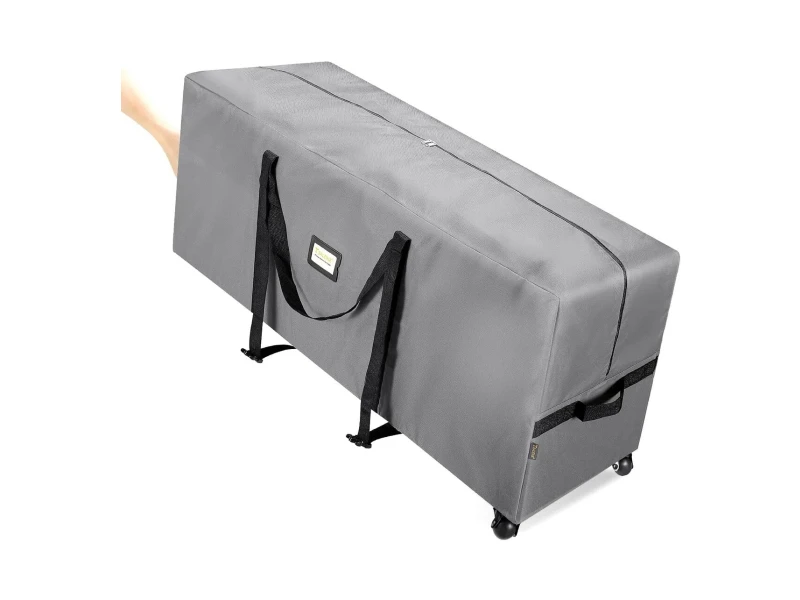 7.5FT grey rolling christmas tree storage bag, 600D oxford with wheels and reinforced handles