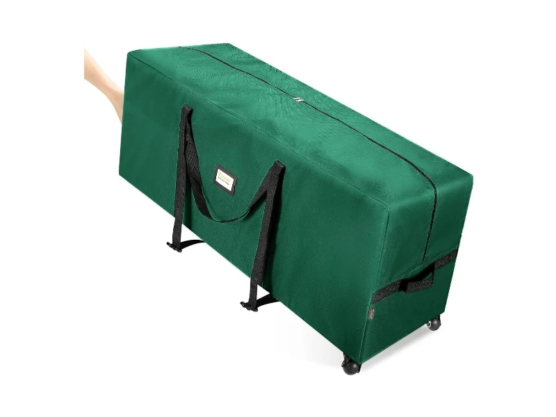 7.5ft green wheeled Christmas tree bag, 600D oxford fabric dust storage tote