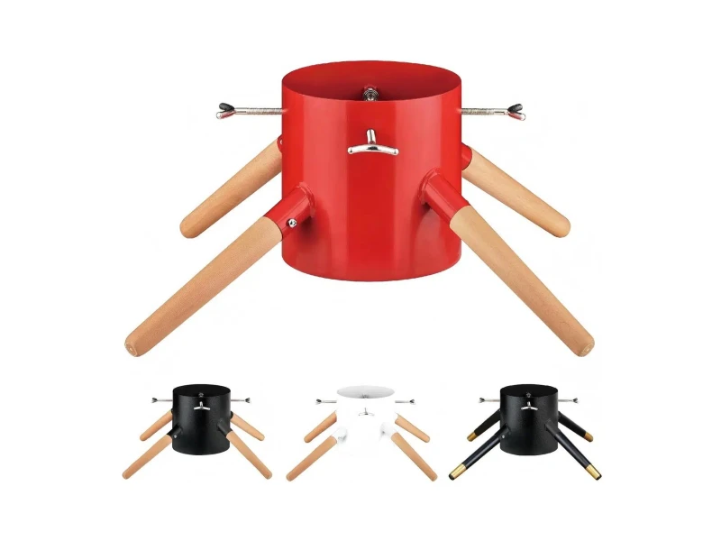 Modern Wooden Metal Combo Christmas Tree Stand Beech Hardwood Legs 1.27 Gallon Leakproof Water Reservoir Fits 2.4-5.9 Inch Trunk Supports Fresh Live Xmas Trees Up To 10FT Easy Assembly Compact Storage